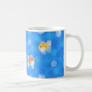 Caneca De Café Padrão de Peixe Dourado em Aquarela Fofa