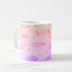 Caneca De Café Padrão de Peixe Solto Gradiente Moderno