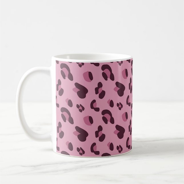 Caneca De Café Padrão de Pele-Leopardo Rosa (Esquerda)