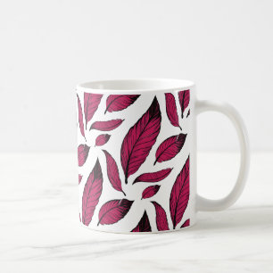 Caneca De Café Padrão de Pena Rosa Vibrante