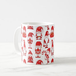 Caneca De Café Padrão de Personagem de Gnome de Natal Vermelho