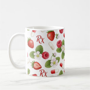 Caneca De Café Padrão de Pílula Botânica de Morango Framboesa