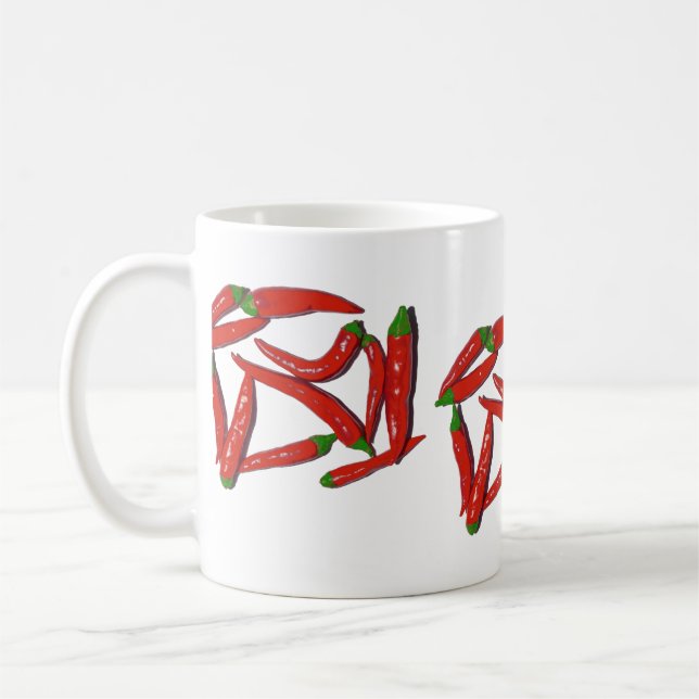 Caneca De Café Padrão de Pimentos Vermelhos Quentes (Esquerda)