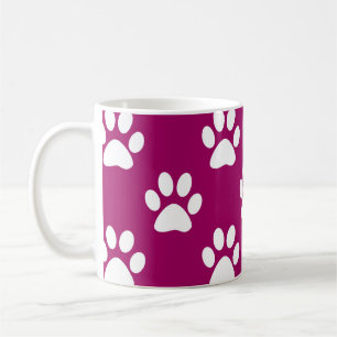 Caneca De Café Padrão de pinças magenta e branca
