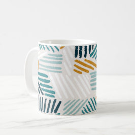 Caneca De Café Padrão de Pincel Geométrico Abstrato Moderno