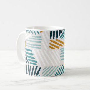 Caneca De Café Padrão de Pincel Geométrico Abstrato Moderno