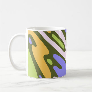 Caneca De Café Padrão de pincelada diagonal em oliva e lavanda