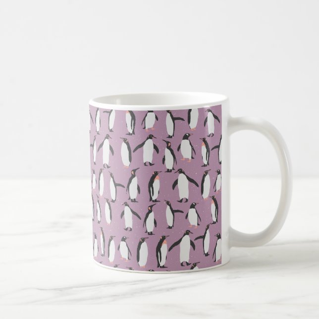 Caneca De Café Padrão de Pinguim Roxo (Direita)