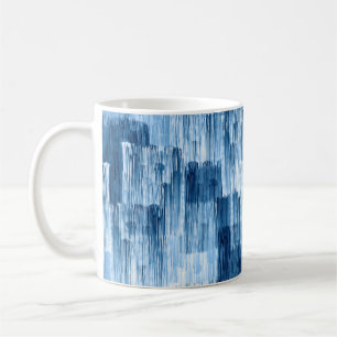 Caneca De Café padrão de pintura de pincéis azuis abstrato