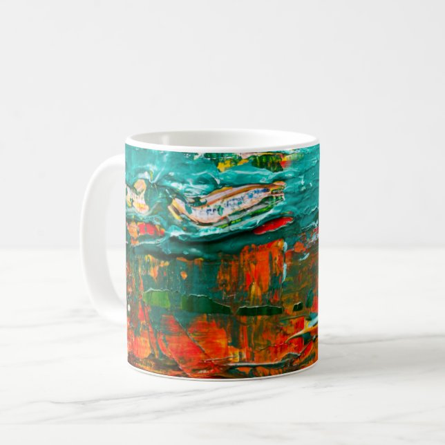 Caneca De Café Padrão de Pintura Natural Abstrata (Frente Esquerda)