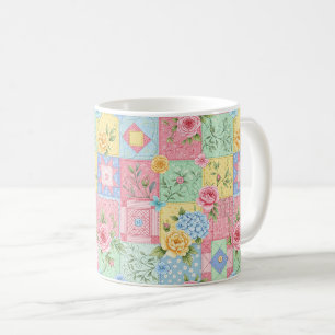 Caneca De Café Padrão de Piquenique com Remendo Floral Pastel (10