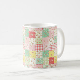 Caneca De Café Padrão de Piquenique com Remendo Floral Pastel (5)