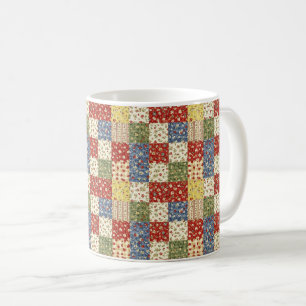 Caneca De Café Padrão de Piquenique em Patchwork Floral Pastel (1