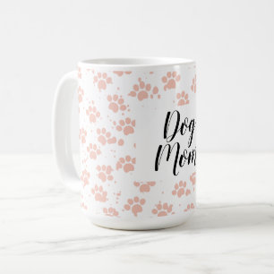 Caneca De Café Padrão de Pistas de Cachorro Cor-de-Água Rosa