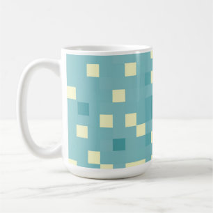 Caneca De Café Padrão de Pixel Azul e Ciano