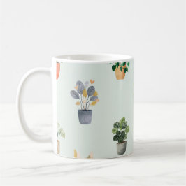 Caneca De Café Padrão de Planta de Casa Desenho Botânico de Plant