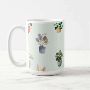 Caneca De Café Padrão de planta doméstica Desenho botânico de pla