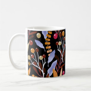 Caneca De Café Padrão de Plantas de Aquarela abstrato