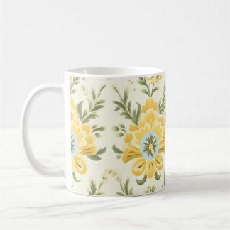 Caneca De Café Padrão de plantas de flores amarelas mutadas em vi