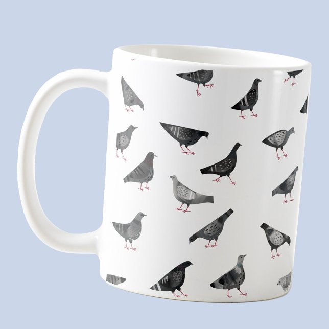 Caneca De Café Padrão de Pombo Divertido (Fun pigeon bird pattern coffee mug)