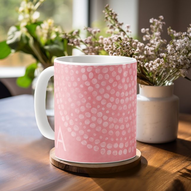 Caneca De Café Padrão de Ponto de Boho Moderno com Monograma (Personalized mug with monogram)