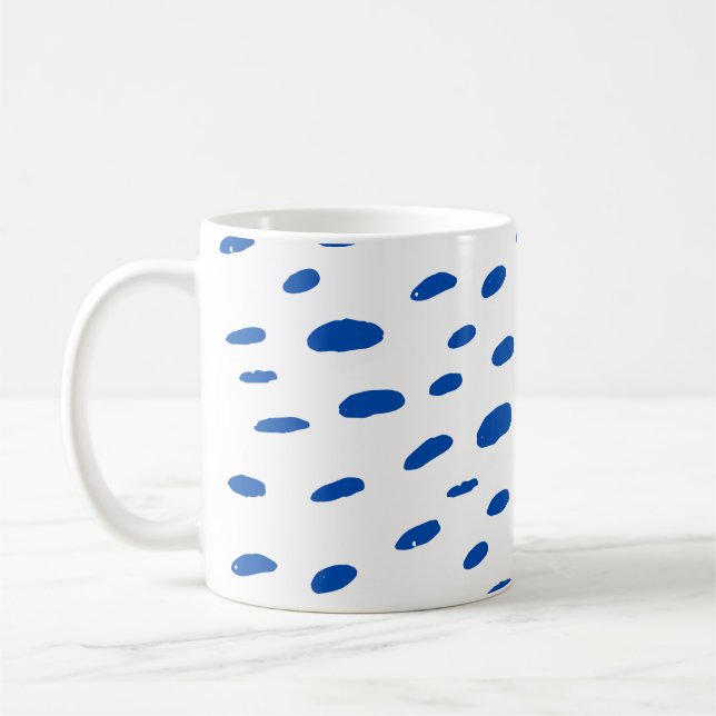 Caneca De Café Padrão de Pontos Azuis Cobalto (Esquerda)
