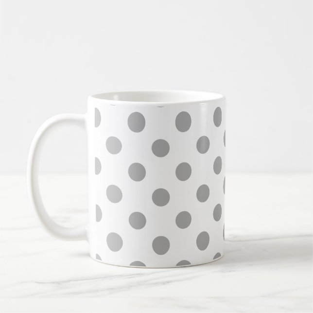 Caneca De Café Padrão de Pontos Cinza em Fundo Branco  (Esquerda)