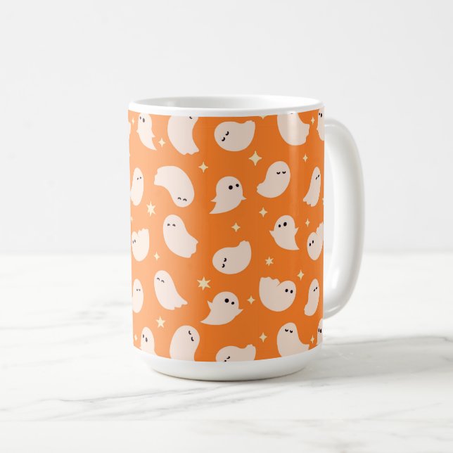 Caneca De Café Padrão de porta fantasma laranja (Frente Esquerda)