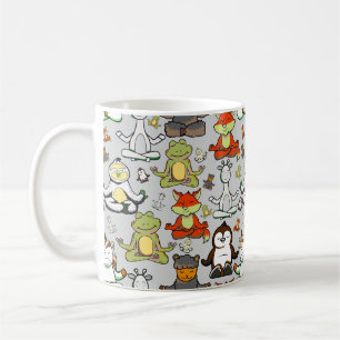 Caneca De Café Padrão de poses de ioga Padrão sem costura de