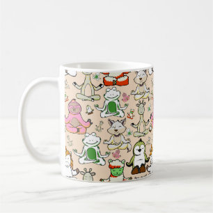 Caneca De Café Padrão de poses de ioga   Padrão sem costura de io