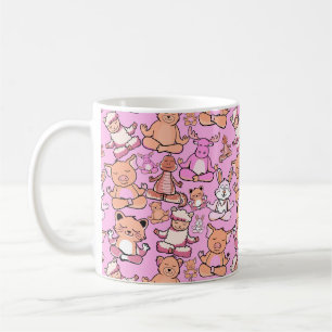 Caneca De Café Padrão de poses de ioga Padrão sem costura de io
