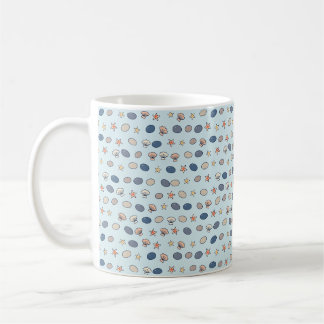 Caneca De Café Padrão de Praia de Seixos e Conchas