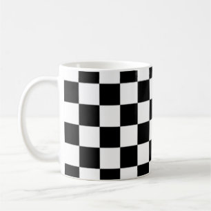 Caneca De Café Padrão de Quadrado Xadrez Preto e Branco
