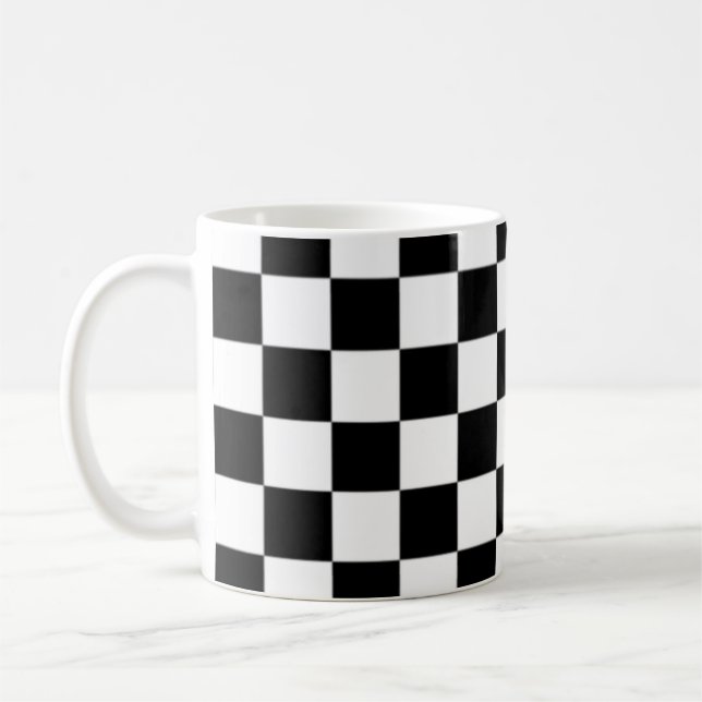 Caneca De Café Padrão de Quadrado Xadrez Preto e Branco (Esquerda)