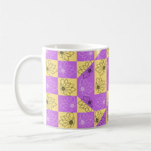Caneca De Café Padrão de quadro de controlo sem costura da flor d