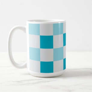 Caneca De Café Padrão De Quadro De Verificação Branco E Azul