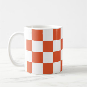 Caneca De Café Padrão de Quadro de Verificação Laranja e Branco