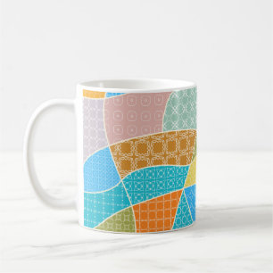 Caneca De Café Padrão de rabiscos colorido abstrato no estilo mo