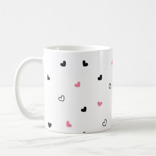 Caneca De Café Padrão de rabiscos de coração contínuo
