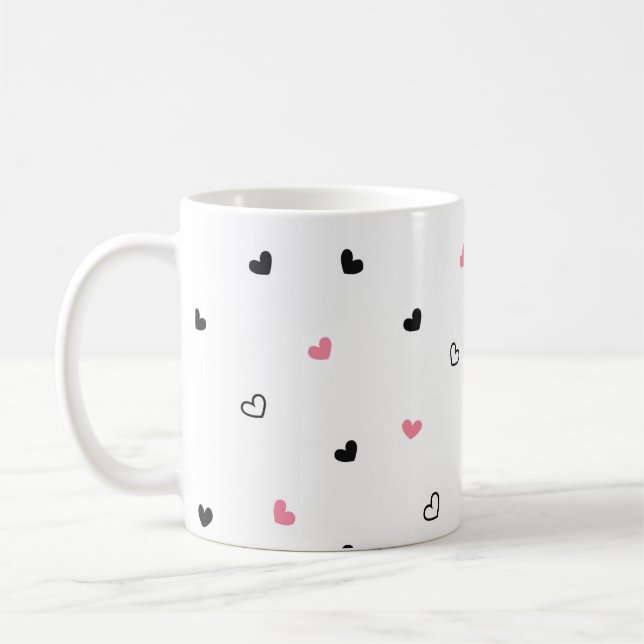 Caneca De Café Padrão de rabiscos de coração contínuo (Esquerda)
