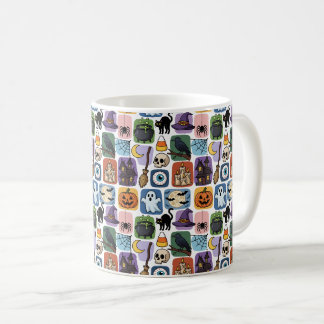 Caneca De Café Padrão de Remendo de Halloween Caprichoso