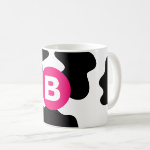 Caneca De Café Padrão de Remendo de Vaca Excêntrico Monograma Ros