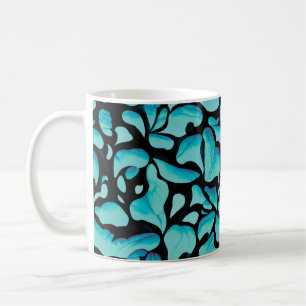 Caneca De Café Padrão de Repetição de Folha Azul