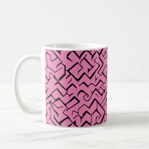 Caneca De Café Padrão de Repetição do Meander Rosa Maze Moderno