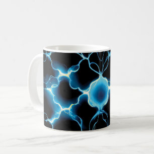 Caneca De Café Padrão de repetição do Synapse Elétrico Azul