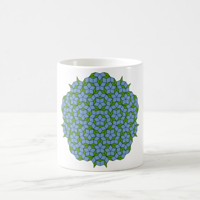 Caneca De Café Padrão de Rhombus Penrose Verde e Azul (Centro)