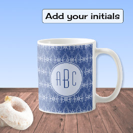 Caneca De Café Padrão de roda azul do monograma