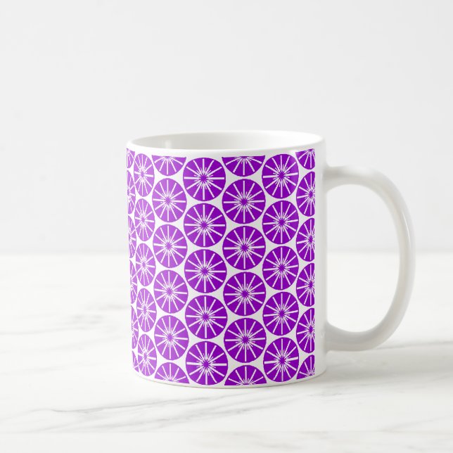 Caneca De Café Padrão de roda de estrela - Roxo em branco (Direita)