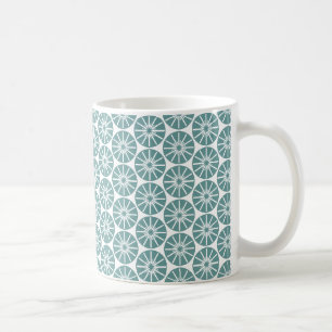 Caneca De Café Padrão de Rodas Estrelas - Verde Oceânico em Bra