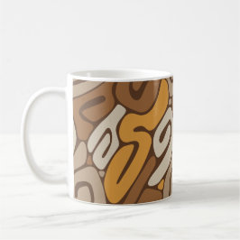 Caneca De Café Padrão de Rolagem Espiral Neutro Marrom e Creme